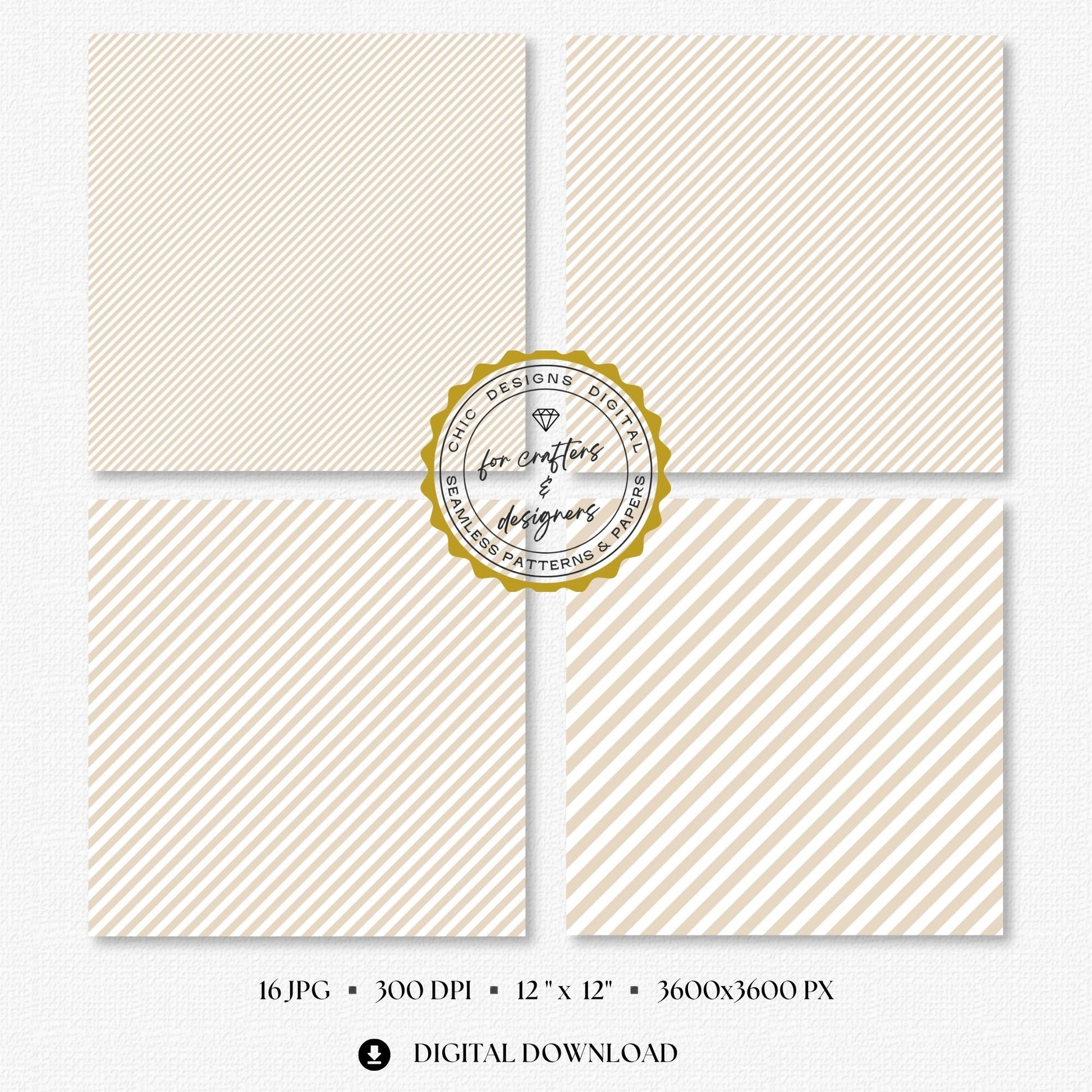 Four cream and white fine stripe papers showing narrow diagonal stripe variations.
